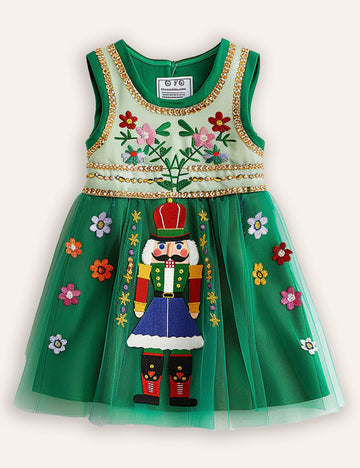 Christmas Nutcracker Applique Tulle Dress